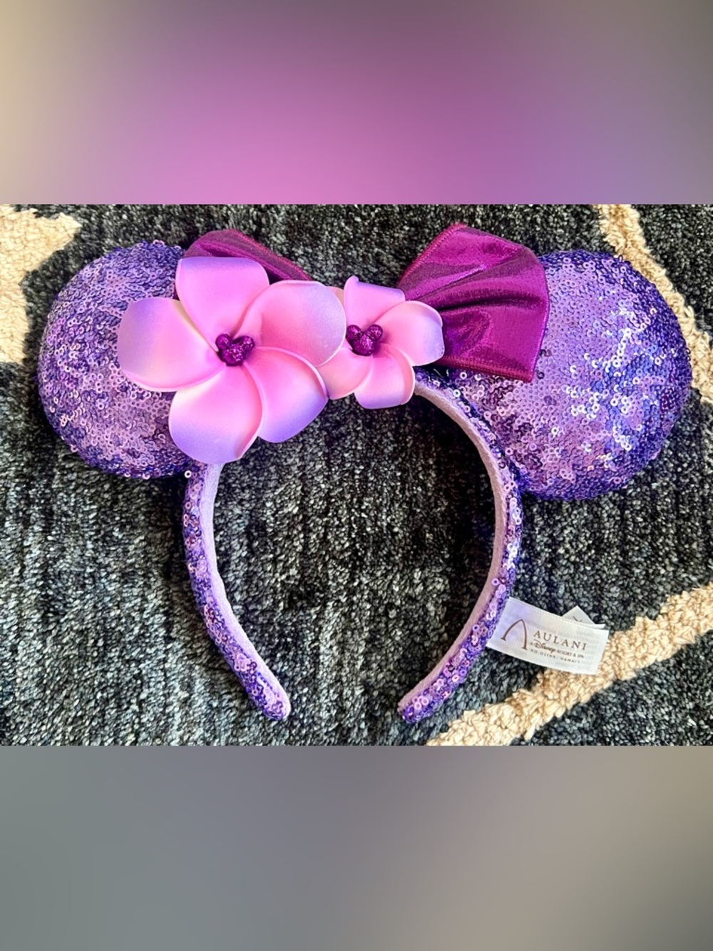 Disney Purple Plumeria Aulani Hawaii Resort Minnie Ears Disney Parks Headband